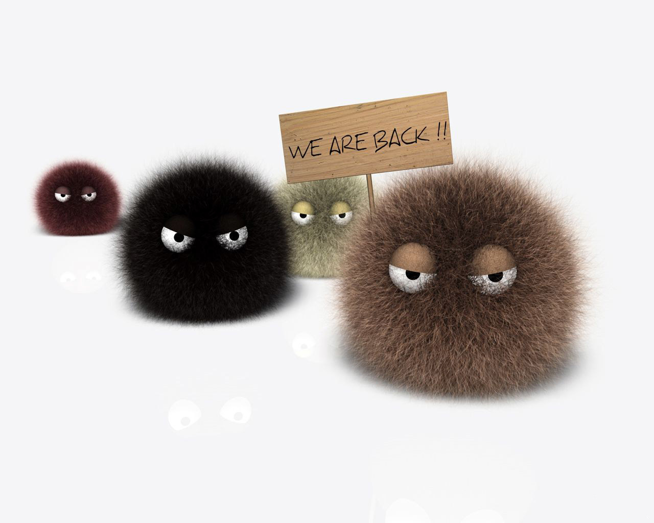 furry creatures with sign