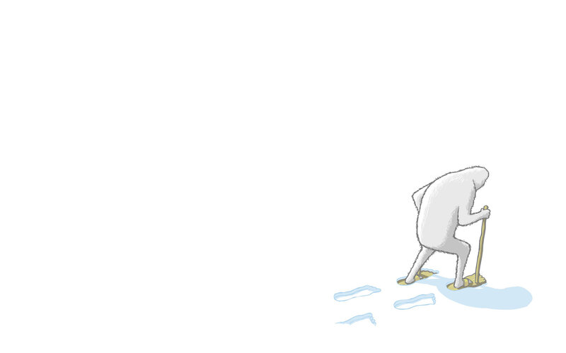 furry figure in snow