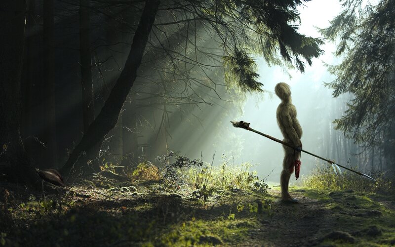 Furry Humanoid in Forest — Green