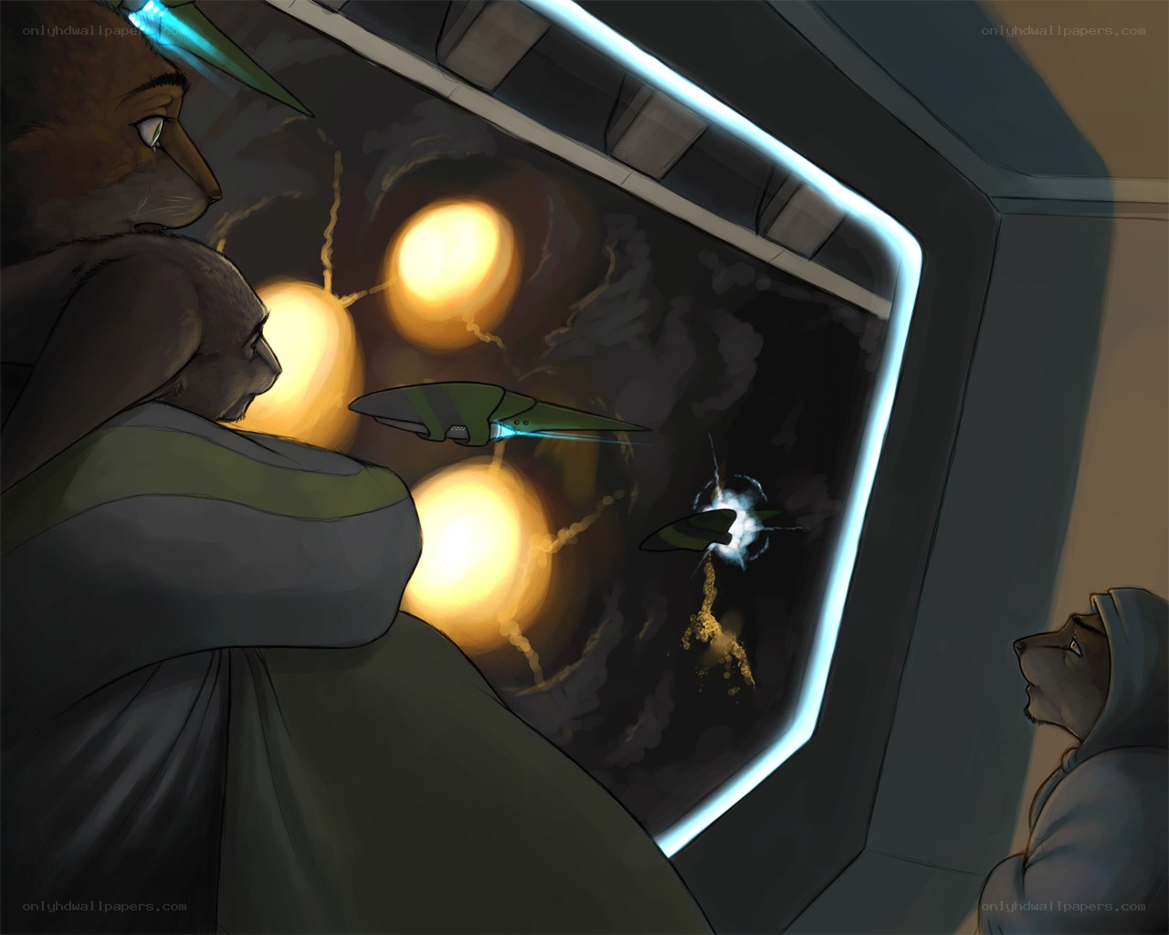 Furry pilots in space battle