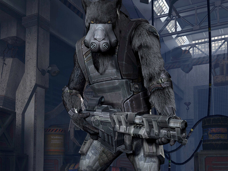 Furry soldier with weapon