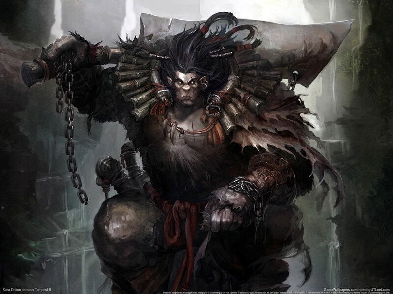 Furry Warrior with Axe — Black