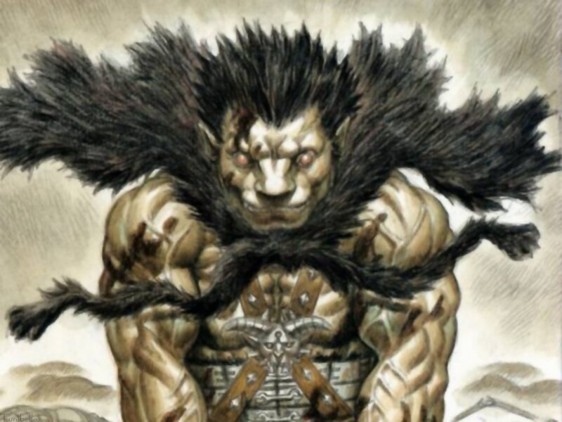 furry warrior with red eyes