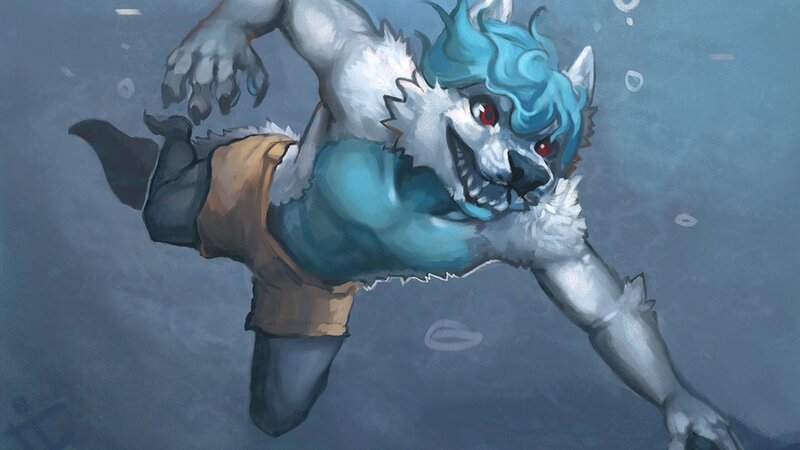 Furry Wolf Creature — Blue