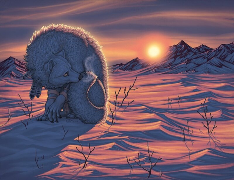 Furry Wolf in Snow