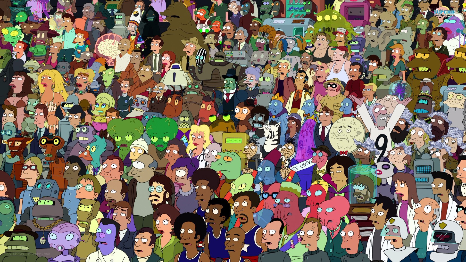 Futurama character crowd