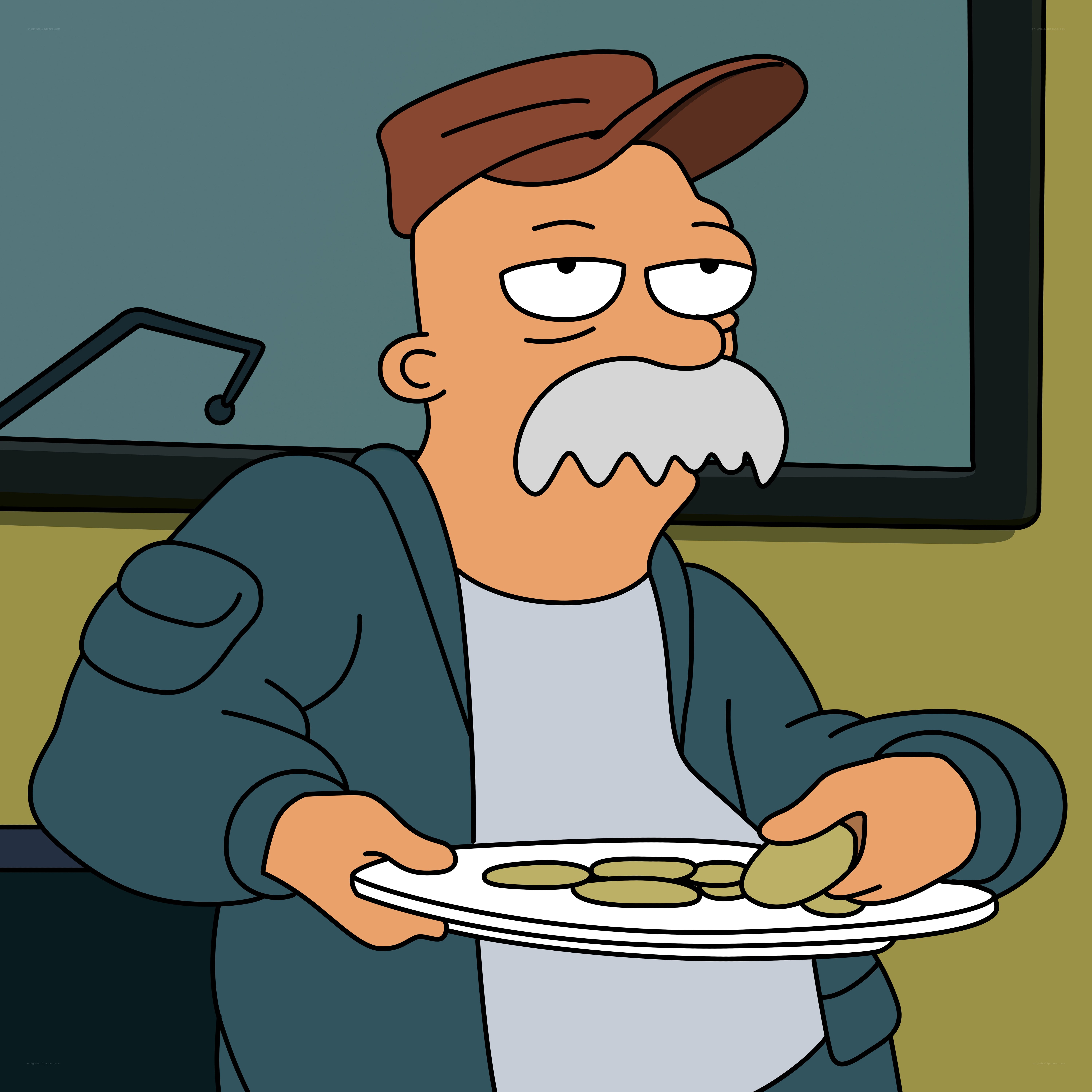 Futurama character holding plate