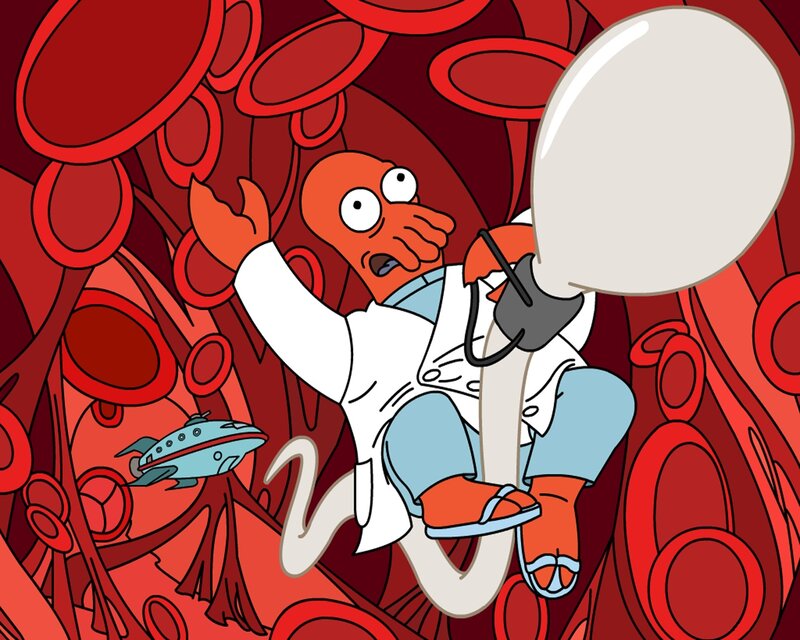 Futurama character in blood vessels