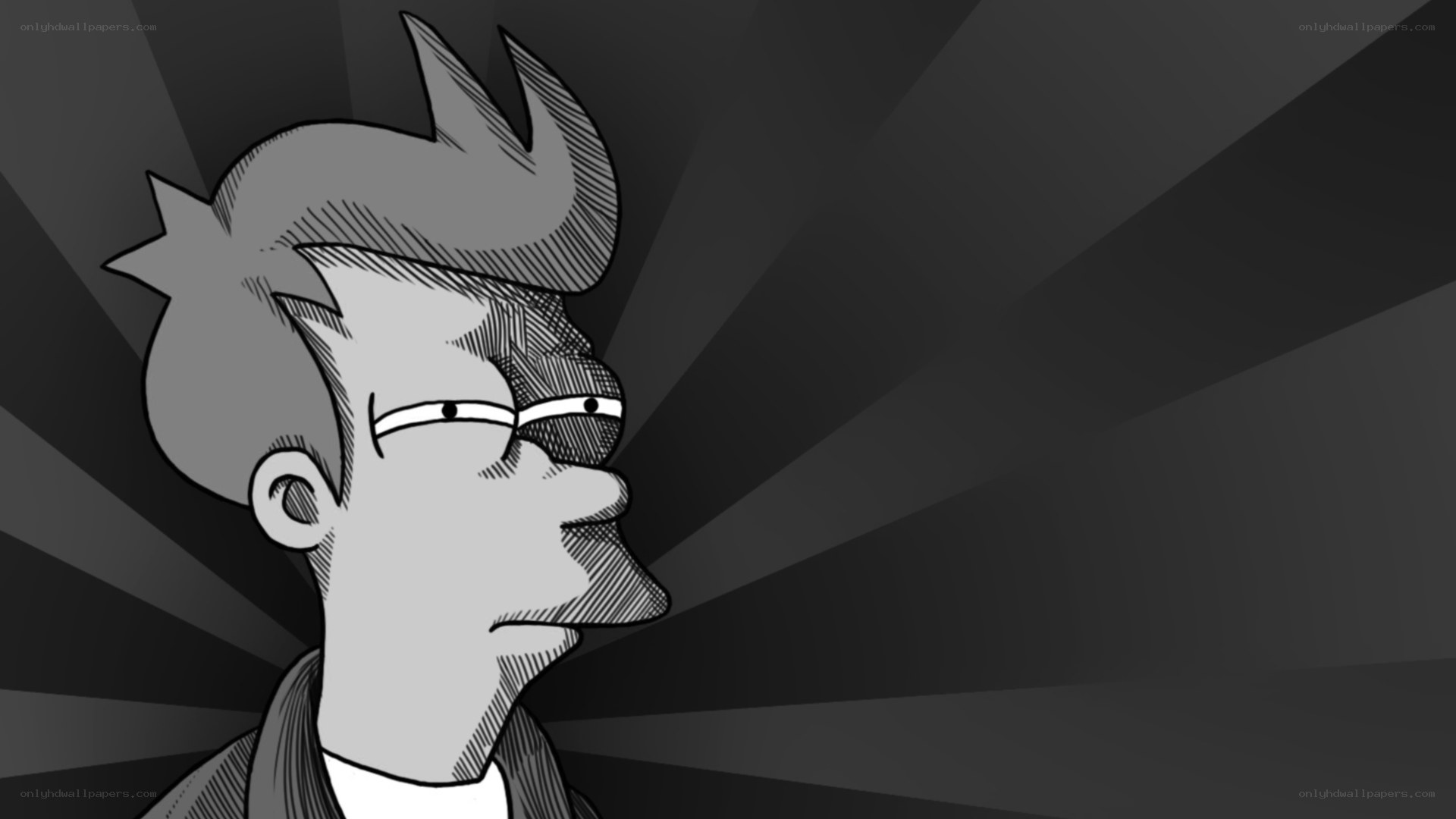 Futurama character in grayscale