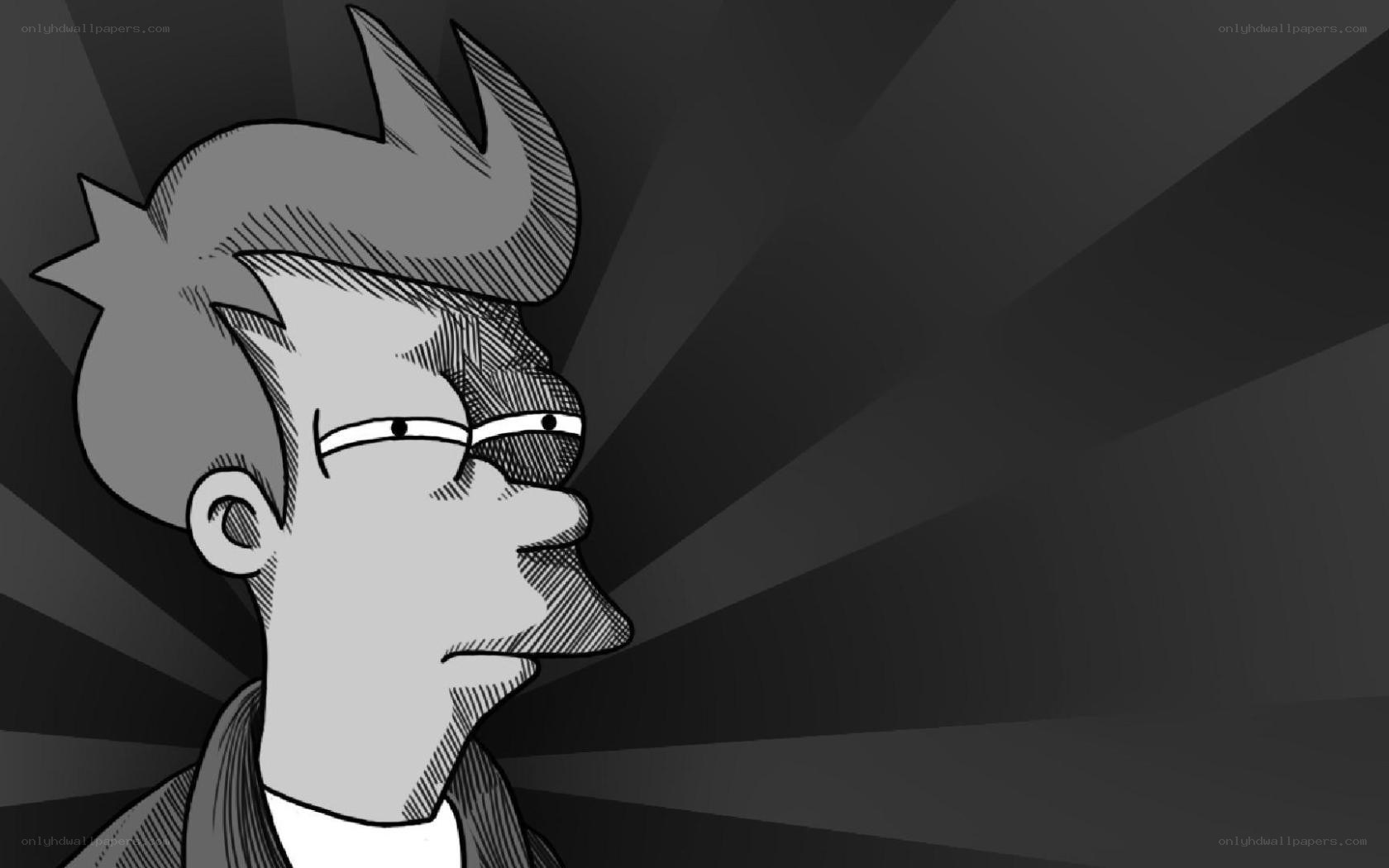 Futurama character in grayscale