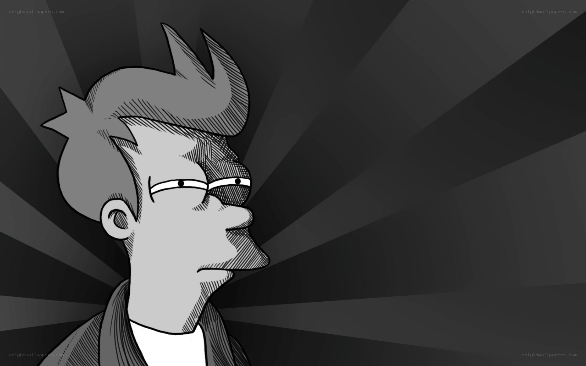 Futurama character in grayscale