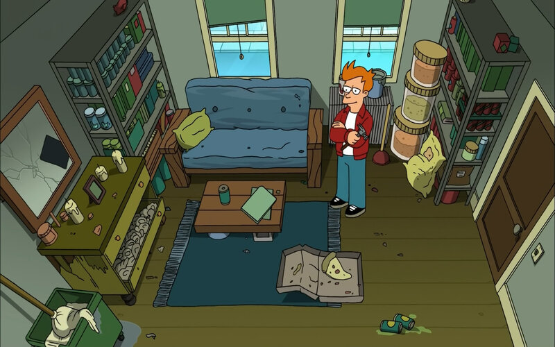 Futurama character in messy room