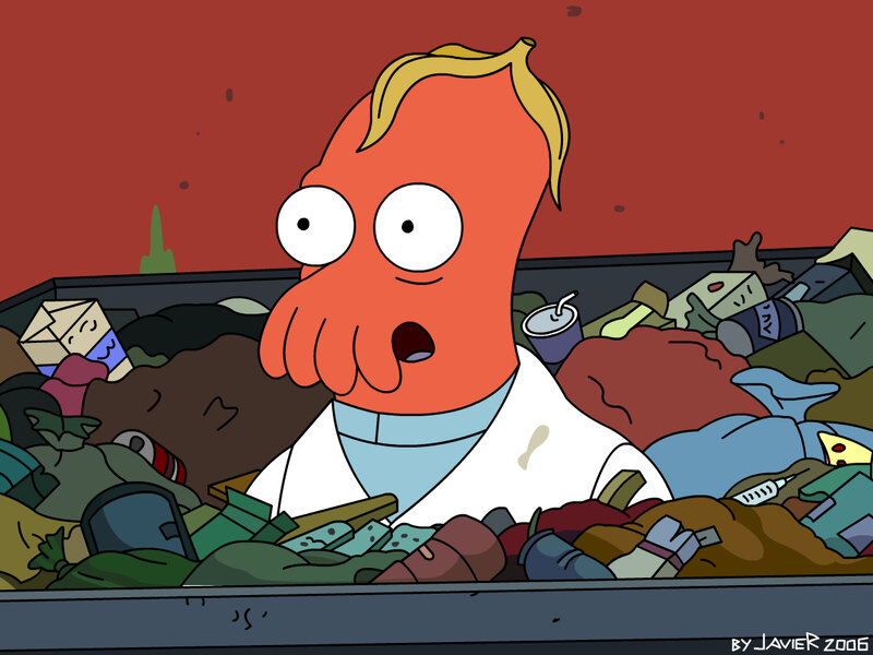 Futurama character in trash