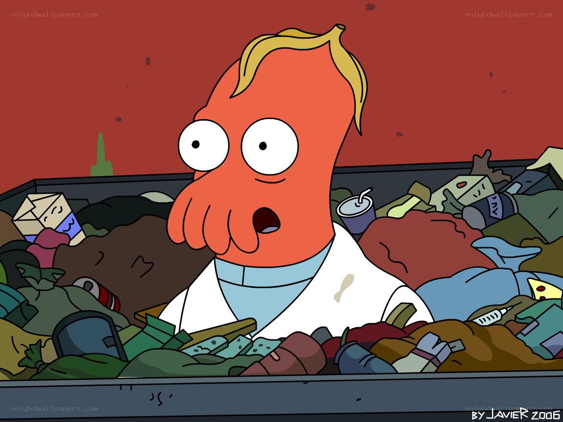 Futurama character in trash