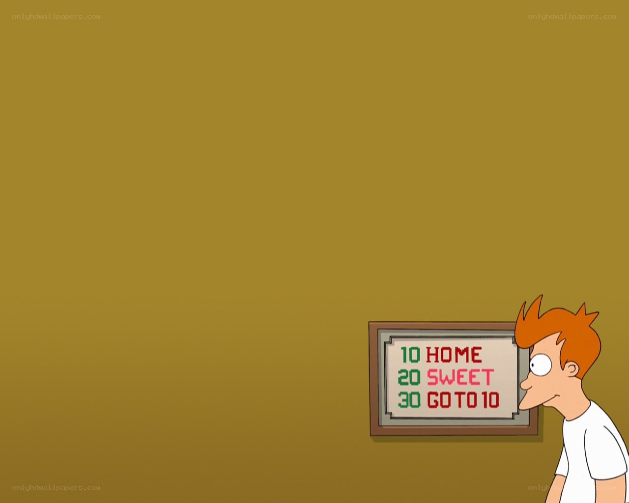 Futurama character looking at sign