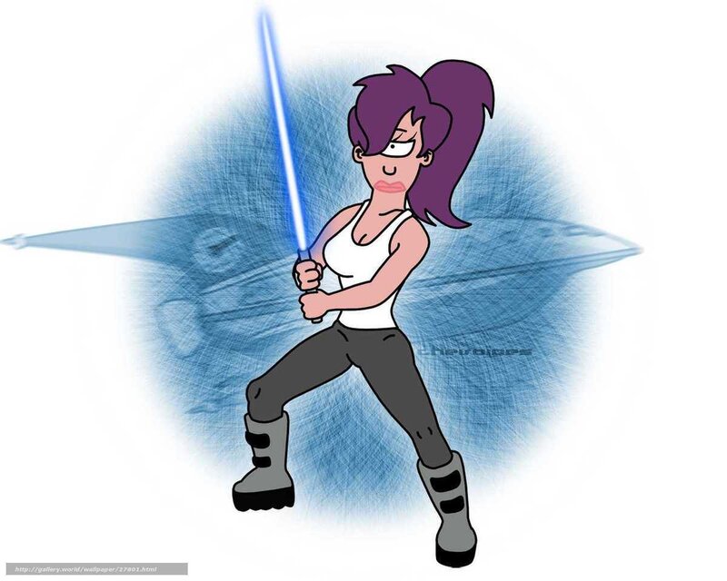 Futurama character with lightsaber