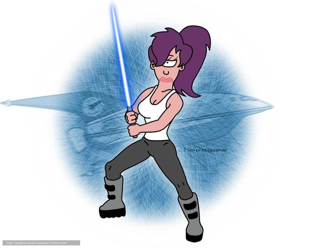 Futurama character with lightsaber