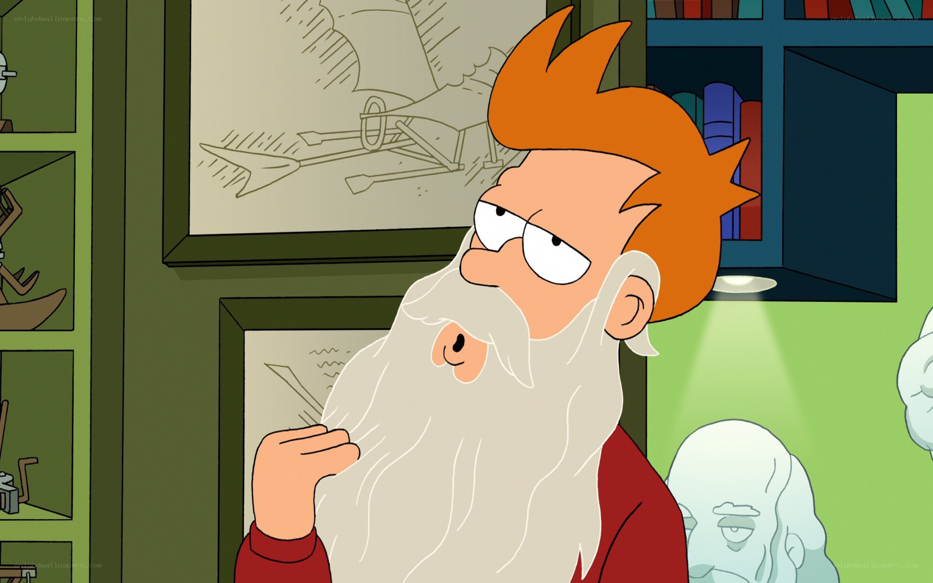 Futurama character with long beard