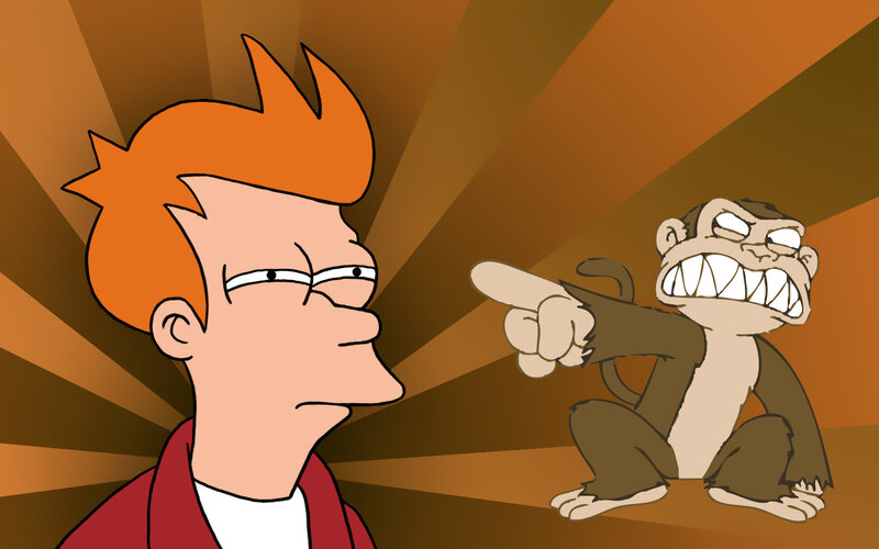 Futurama character with monkey