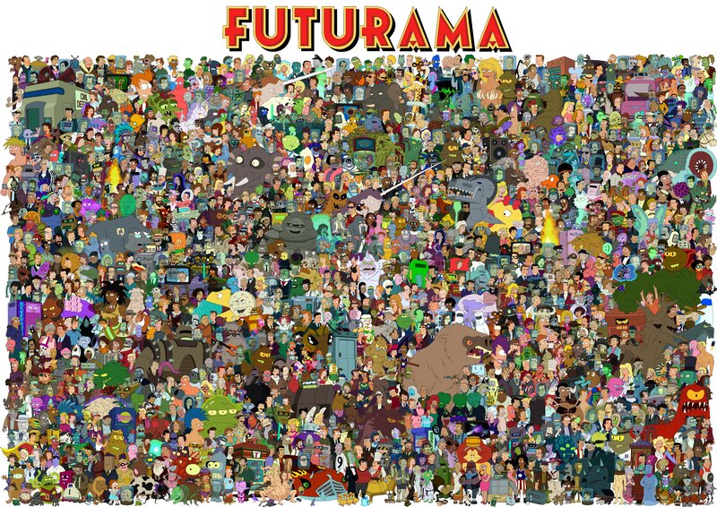 Futurama Characters Collage — Yellow