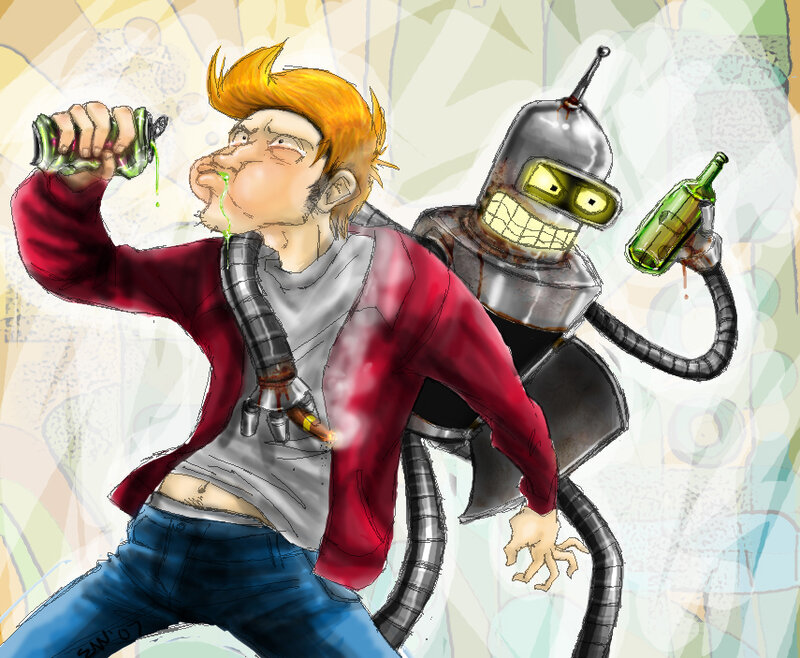 Futurama characters drinking