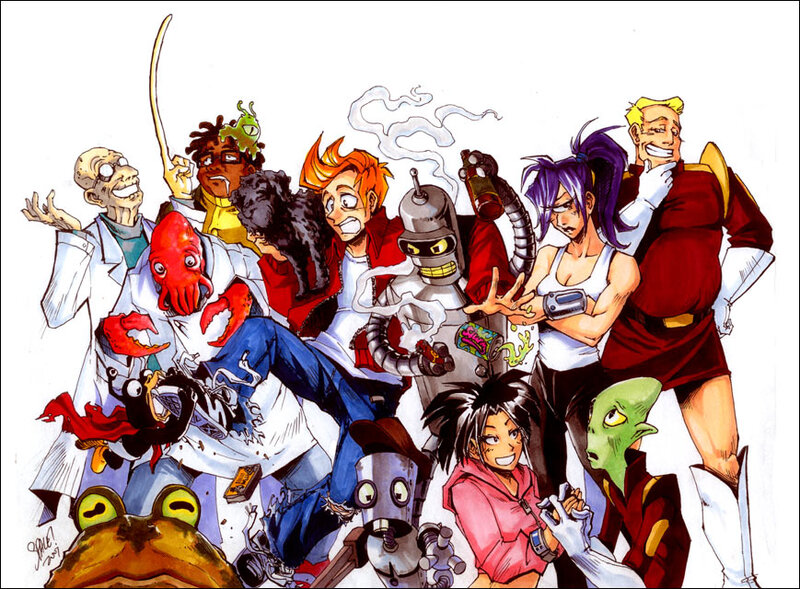Futurama Characters Group — White