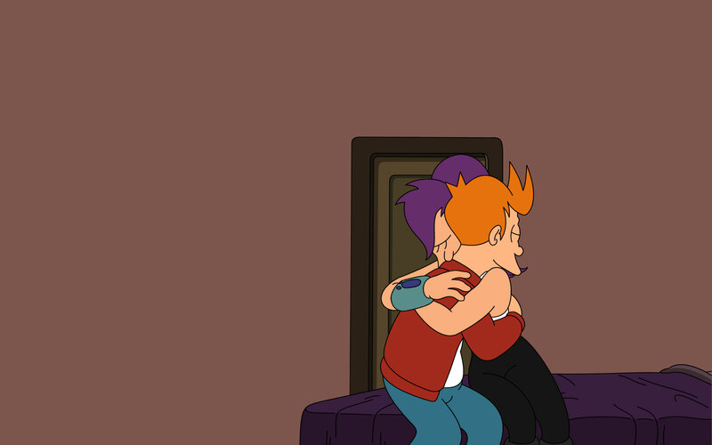 Futurama characters hugging