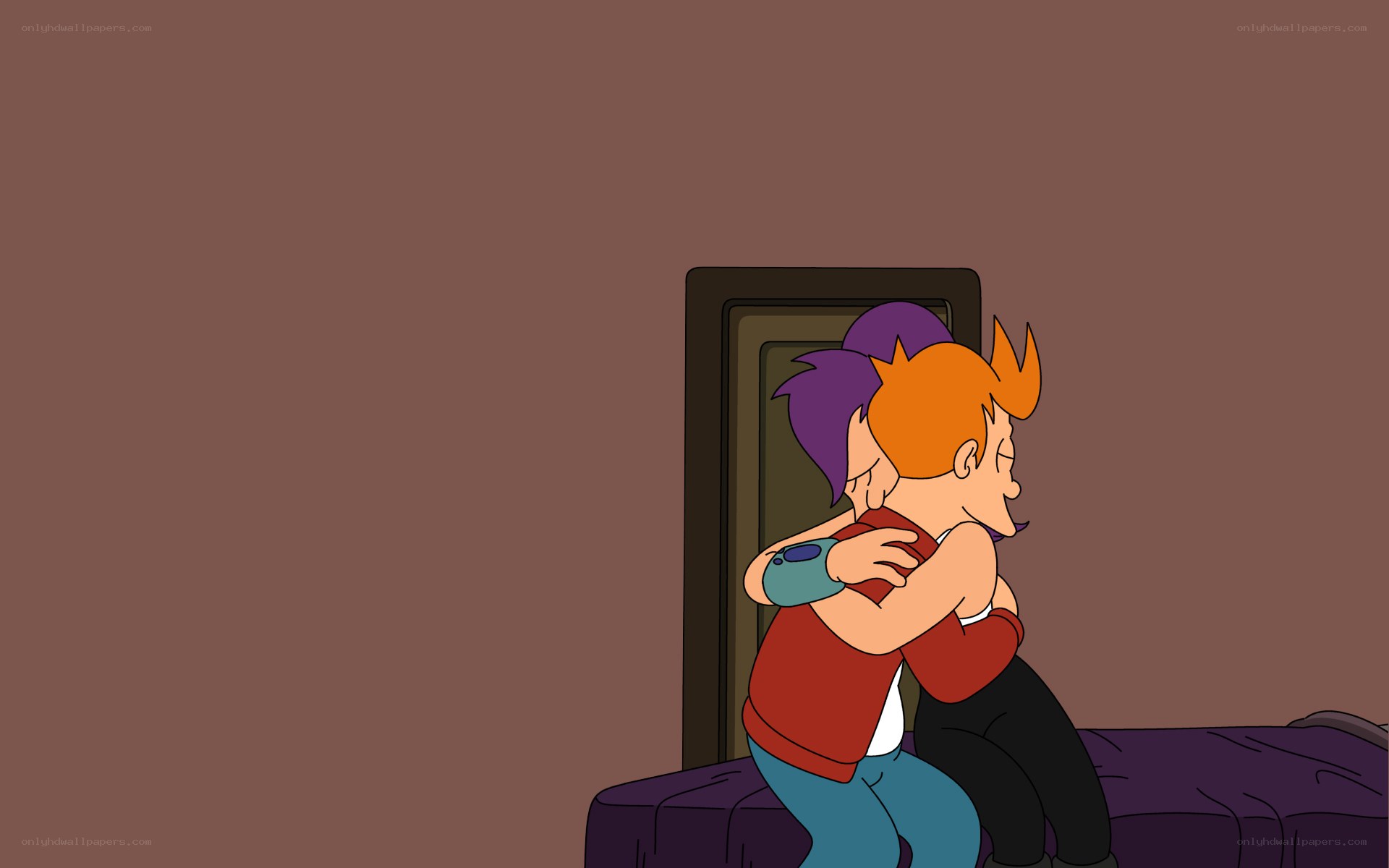 Futurama characters hugging