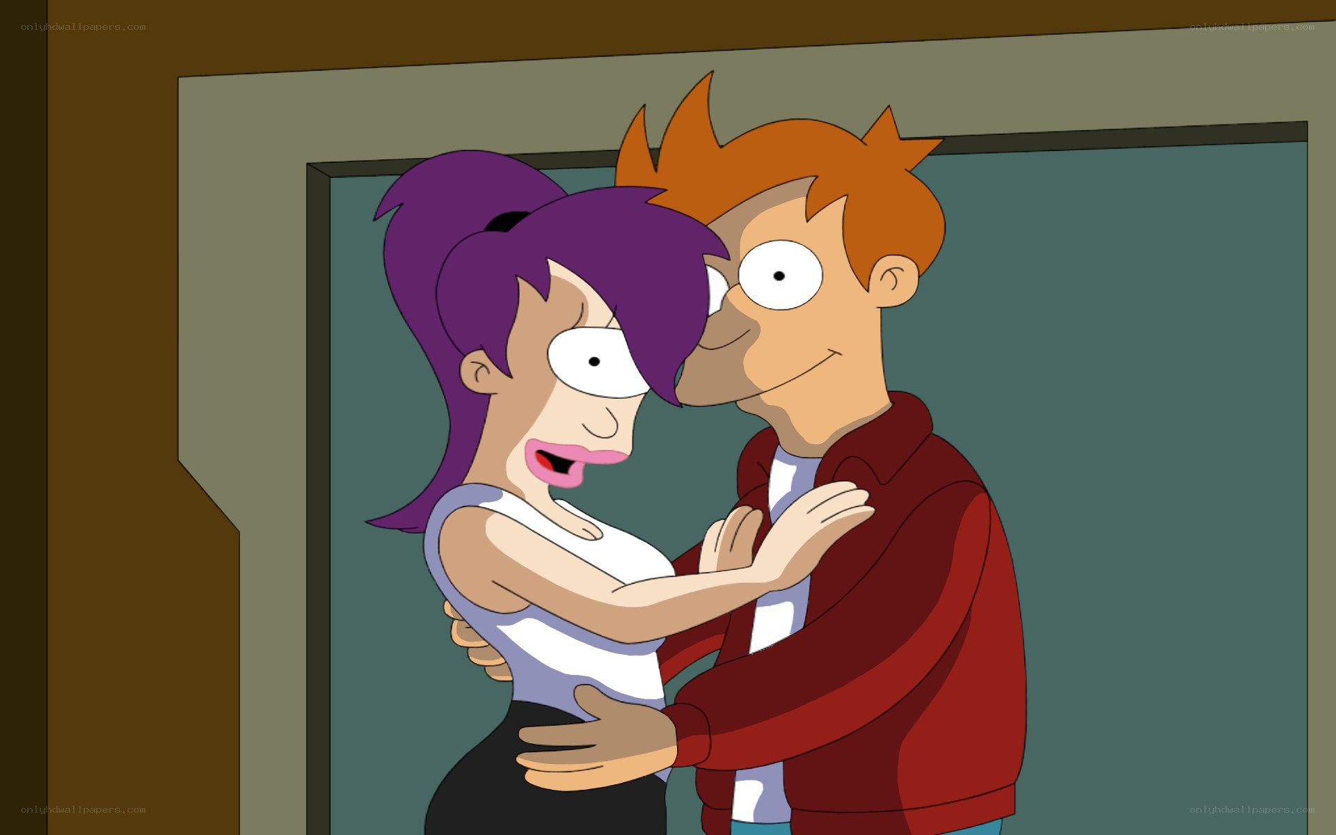 Futurama characters hugging