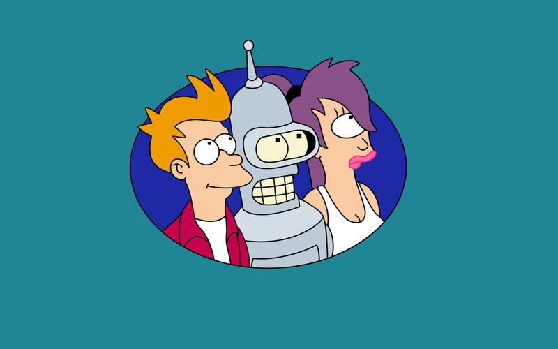Futurama characters in a circle