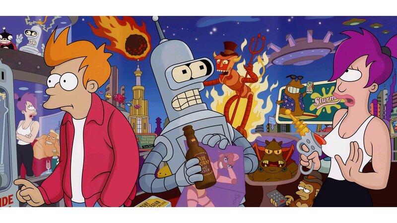 Futurama Characters in City — Purple, Chaotic