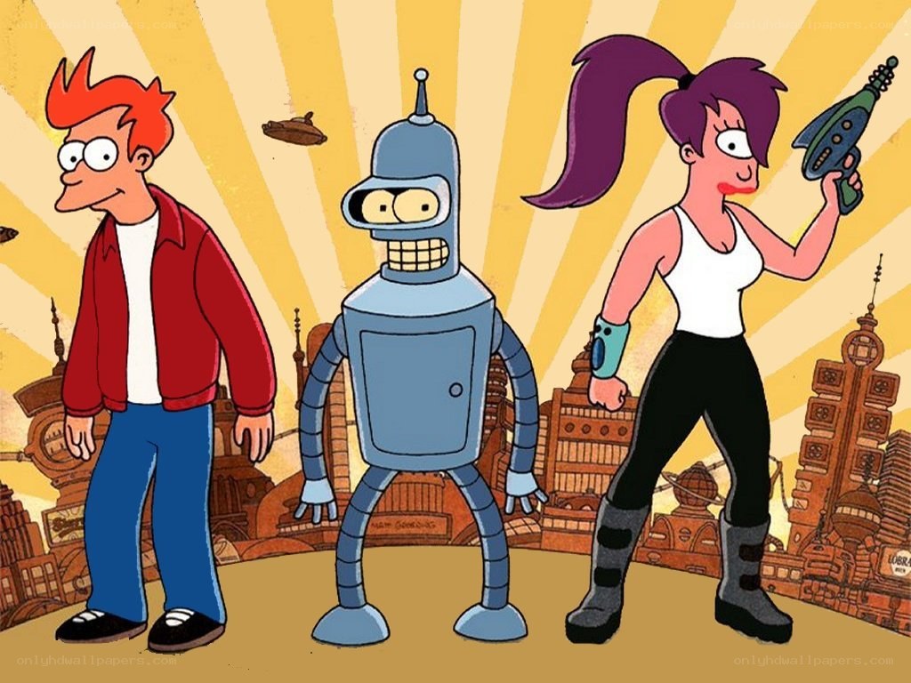 Futurama characters in city