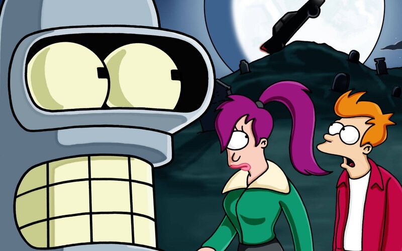 Futurama characters in graveyard