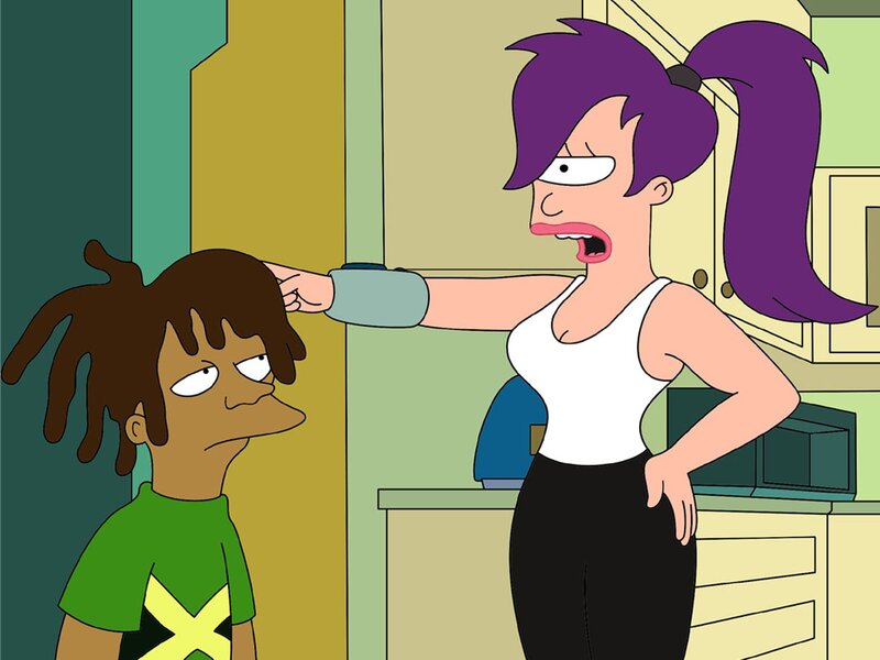 Futurama characters in kitchen