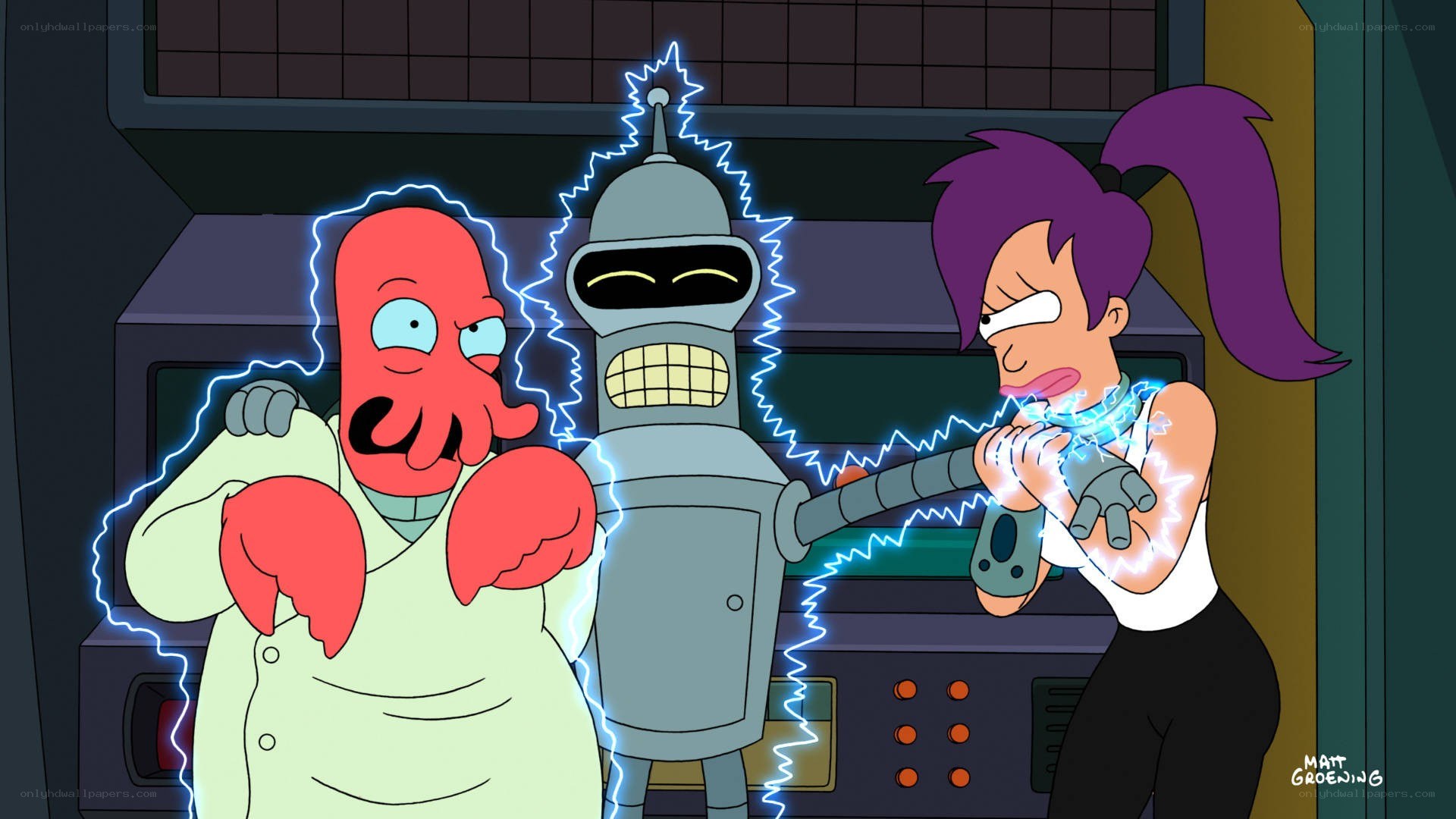 Futurama characters in lab