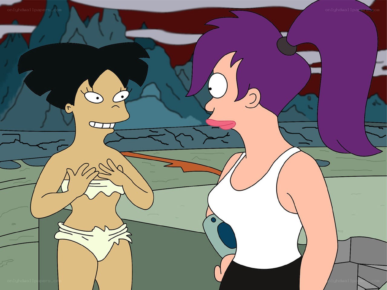 Futurama characters in prehistoric setting