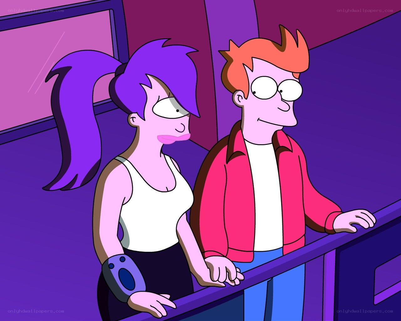 Futurama characters on balcony