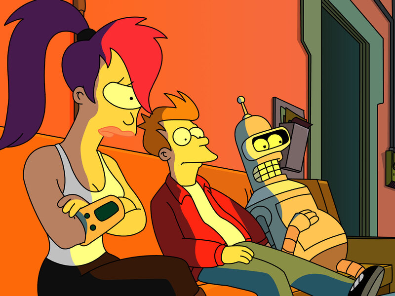 Futurama characters on couch