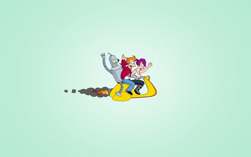 Futurama characters on scooter