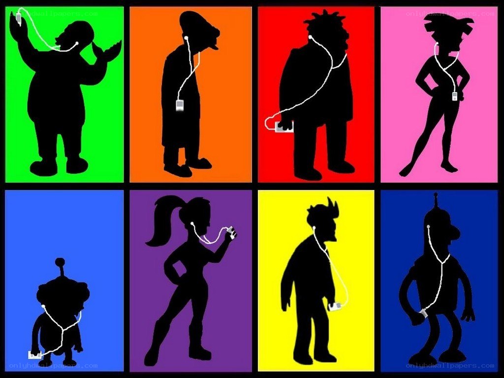 Futurama characters with earbuds