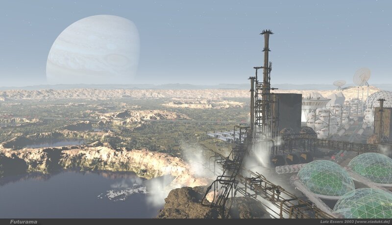 Futurama colony on alien world