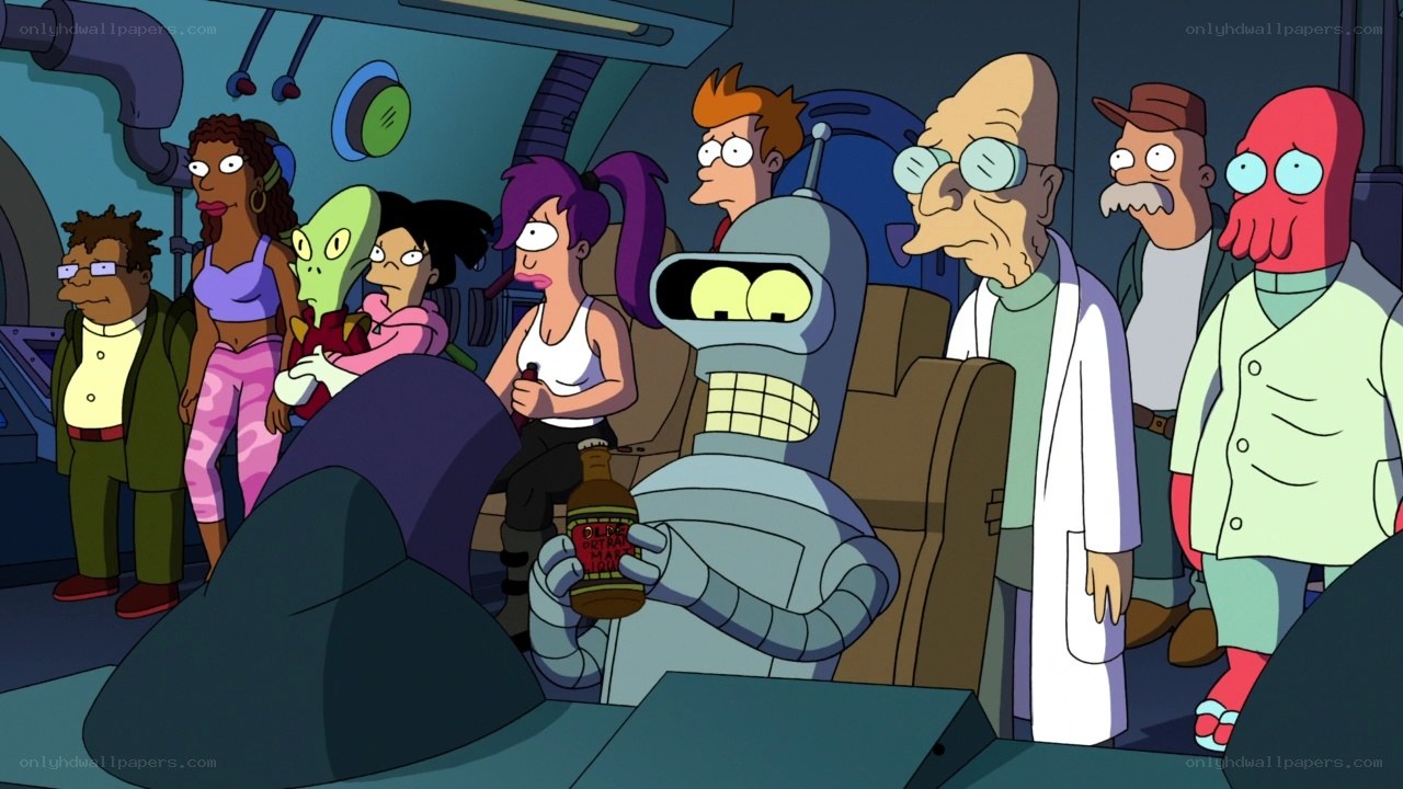 Futurama crew in spaceship