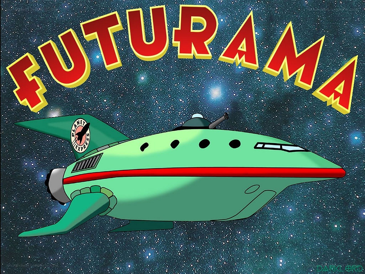 Futurama spaceship in space