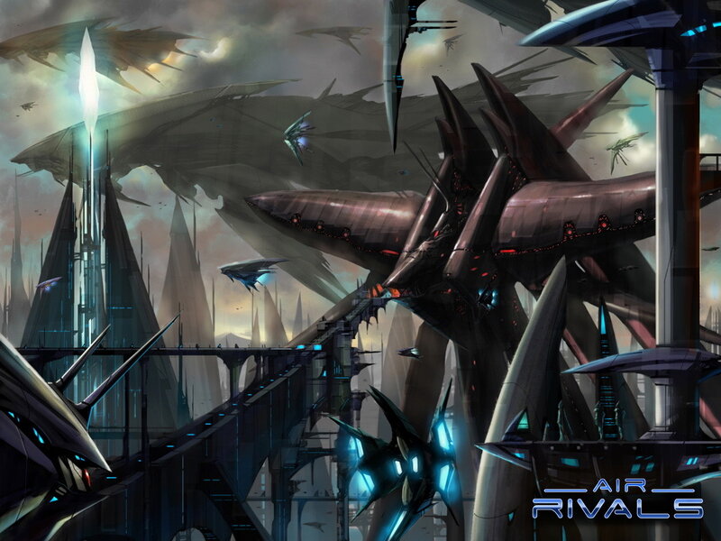 Futuristic air combat scene