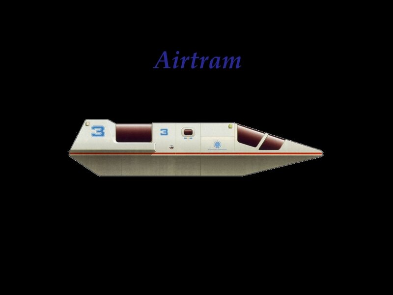 Futuristic air tram vehicle