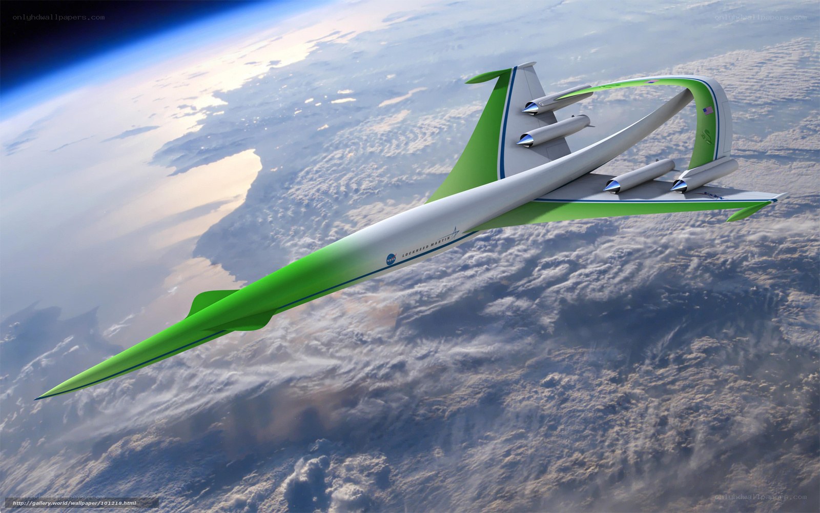 futuristic aircraft above earth