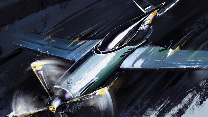 Futuristic Aircraft — Black, Dynamic