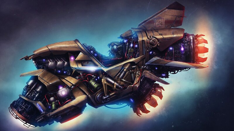 Futuristic Aircraft — Blue