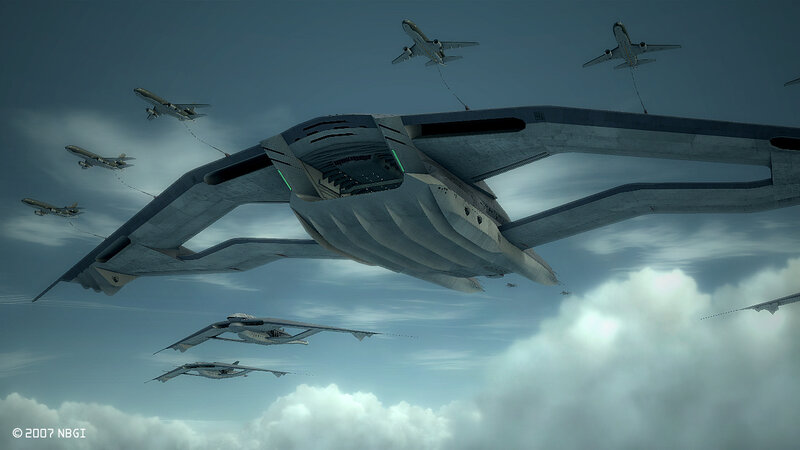 Futuristic aircraft formation