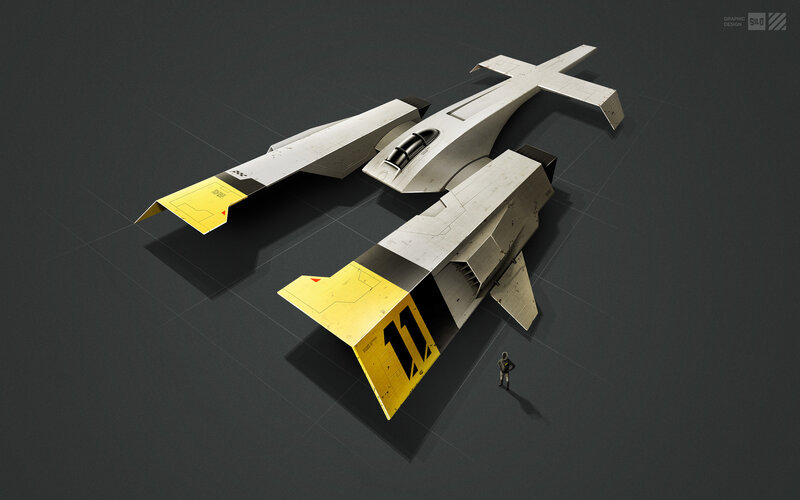 Futuristic Aircraft — Gray, Dramatic, 3d Render